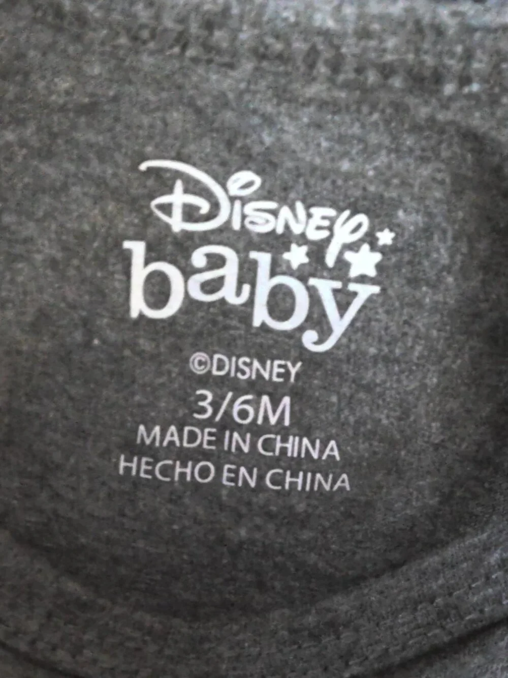 Disney Baby Mickey Mouse One Piece Romper Gray Short Slv Kangaroo Pocket 3/6 M
